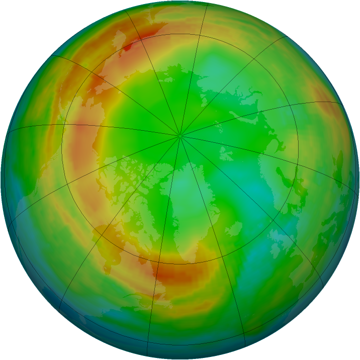 Arctic ozone map for 18 January 1989
